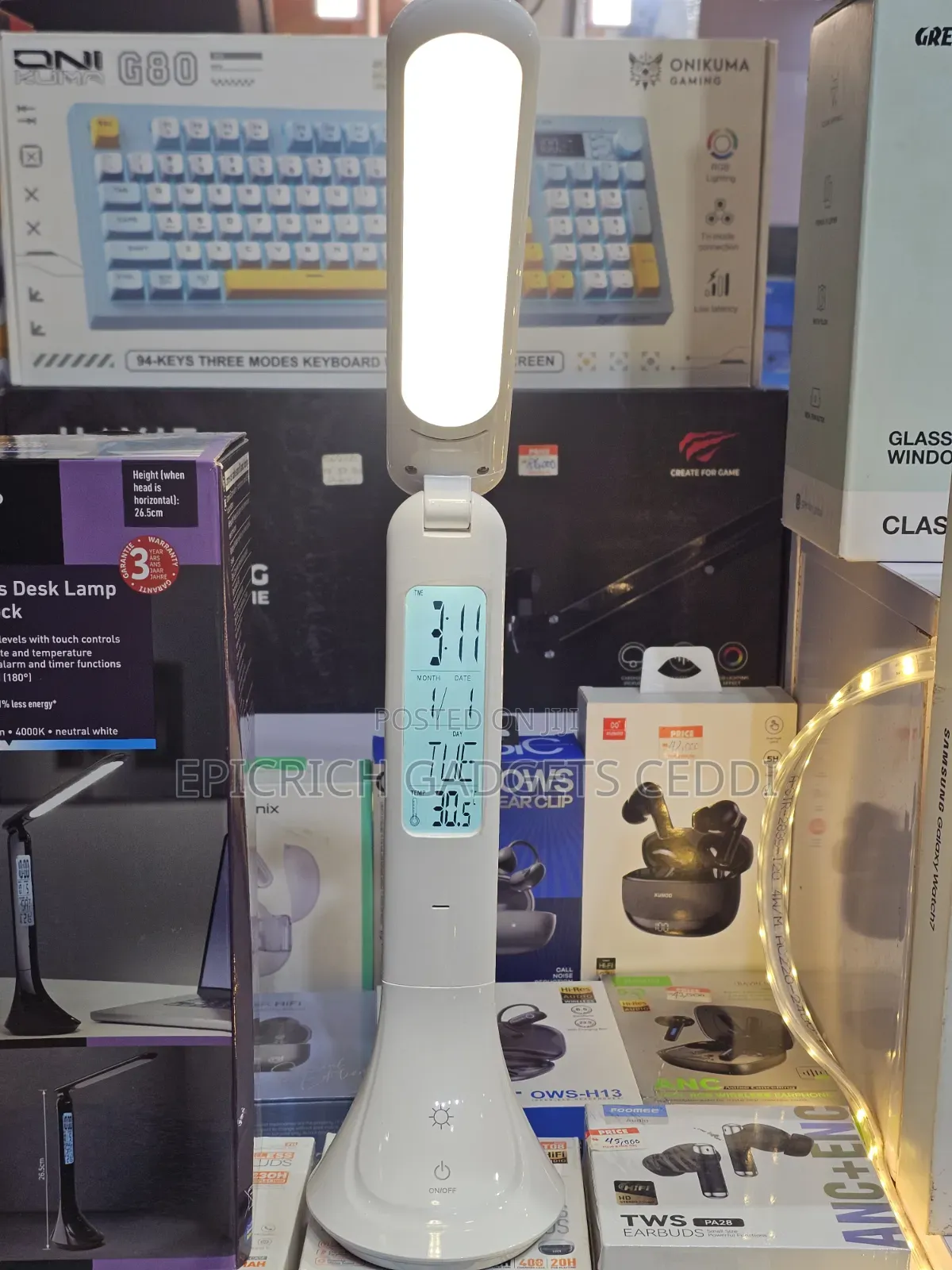 Wireless Rechargeable Desktop Lamp With Clock