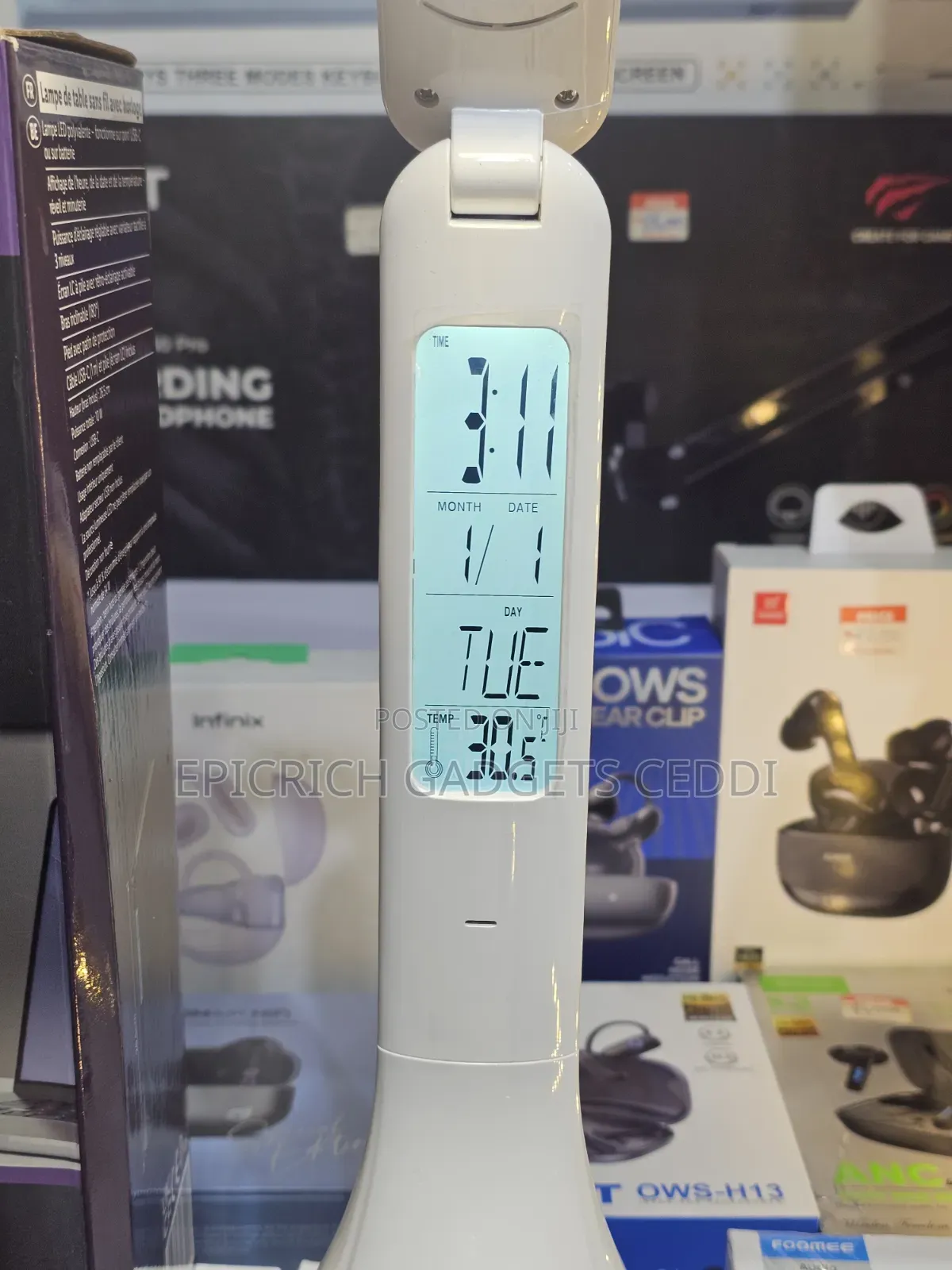 Wireless Rechargeable Desktop Lamp With Clock