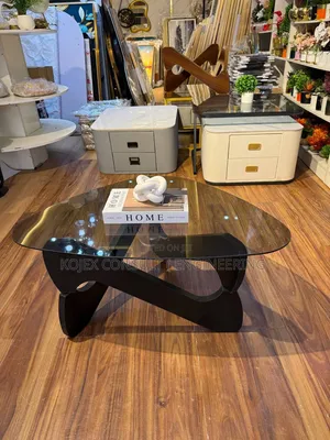 Classy Single Glass Table With Rich Wood Finishing