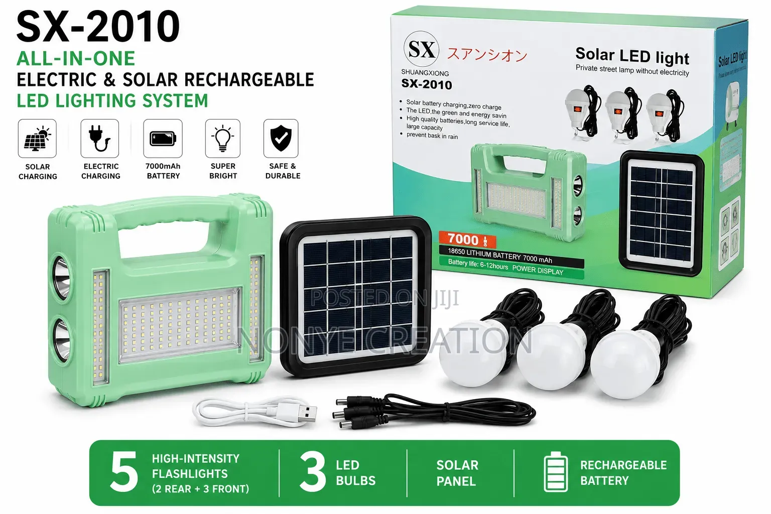 Electric Solar Rechargeable Led Lighting System With Led Bulbs
