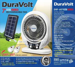 Duravolt Solar Table Fan With Bulbs -7 Inches