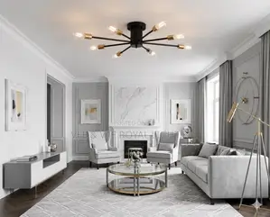 Modern 8-Light Sputnik Chandelier- For Bedroom, Living Room, Reception