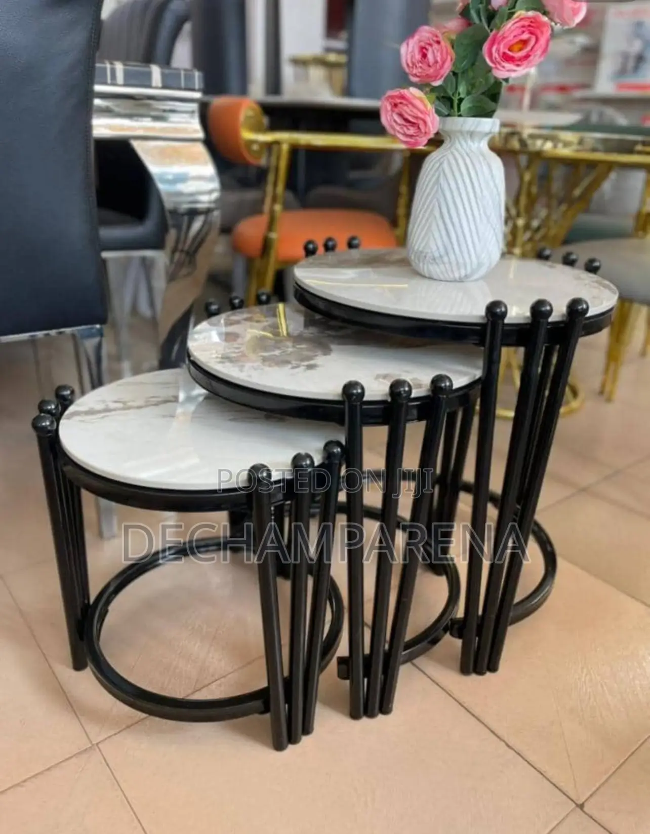 Black Frame Side Table Set