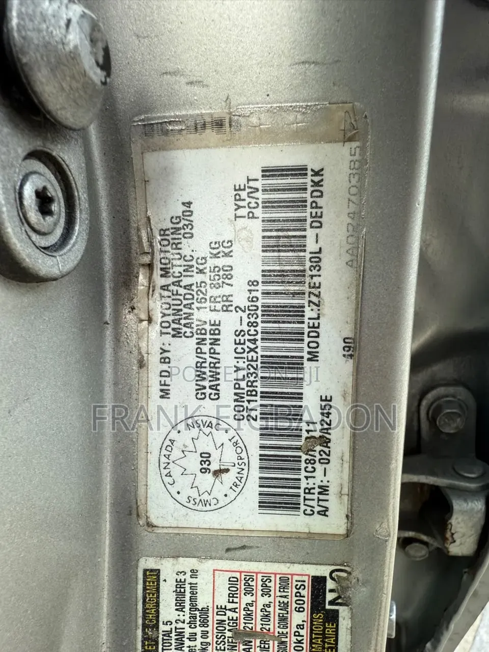 Toyota Corolla 2004 Silver