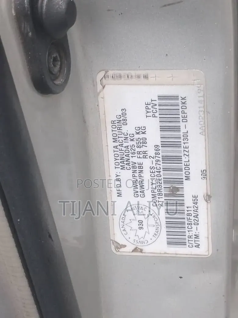 Toyota Corolla 2003 Silver