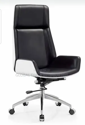 Black and White PU Leather Swivel Office Chair