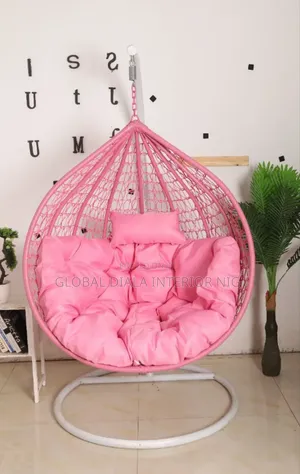 Pink Hanging Egg Chair Features a Steel Stand