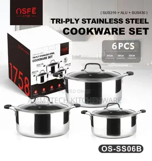 6pcs Tri-Ply Pure Stainless Steel Cookware Sets