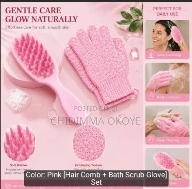 Bath Scrub Gloves and Scalp Massage Set