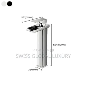High Grade Long Steel Basin Mixer Tap, Available in Black and Chrome