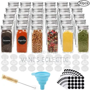 Square Glass Spice Jars Organizer Set