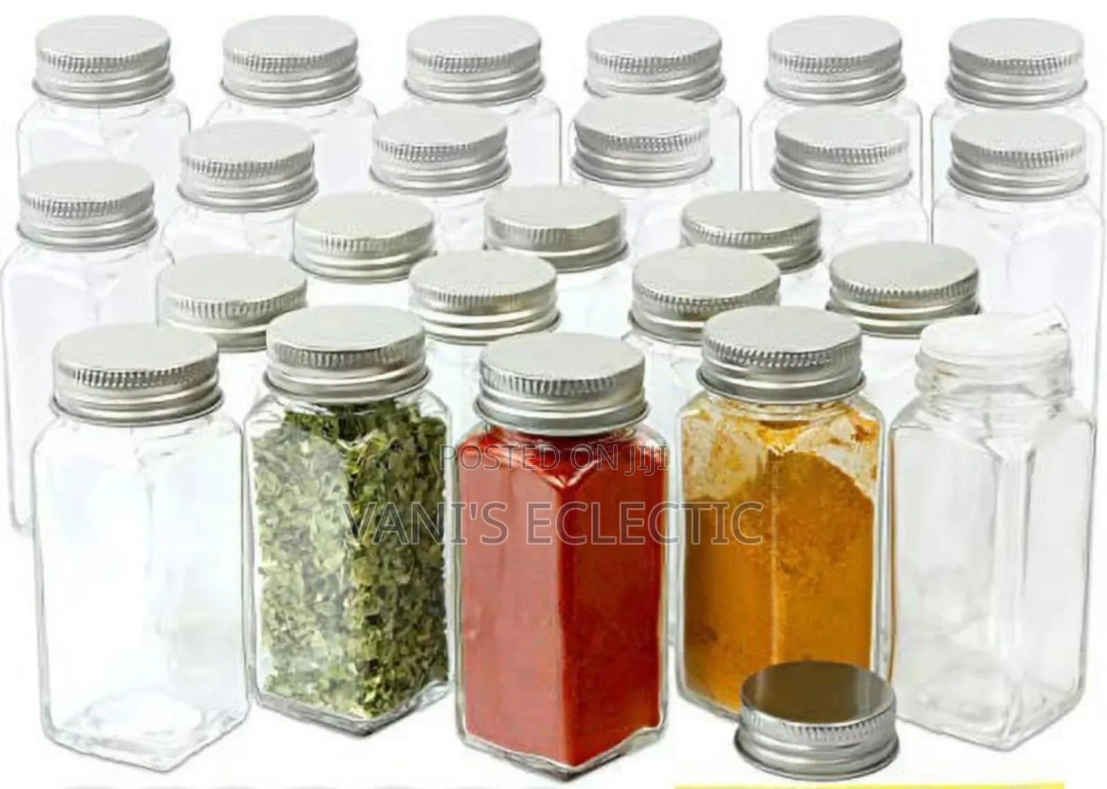 Square Glass Spice Jars Organizer Set