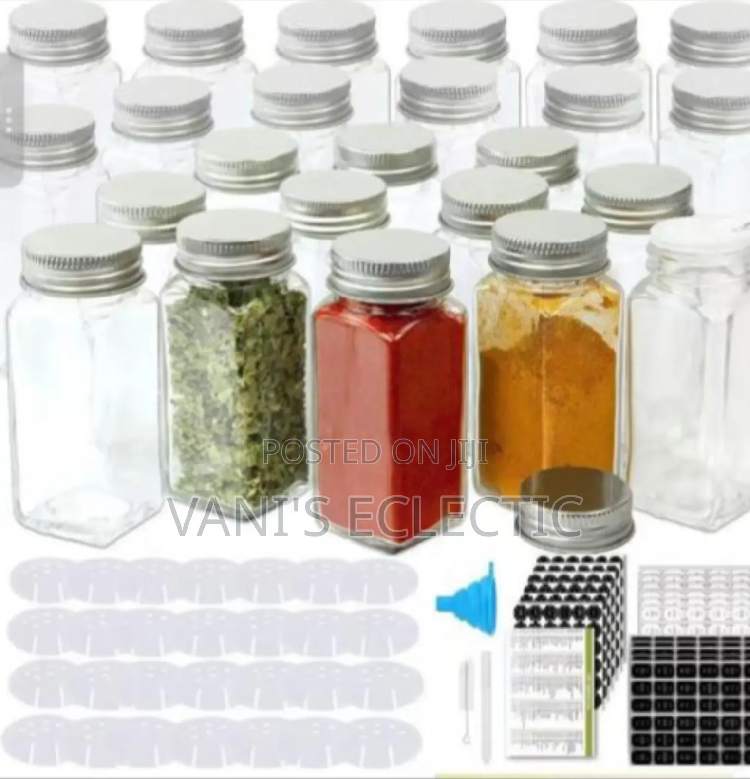 Square Glass Spice Jars Organizer Set