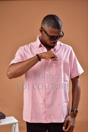Premium Men’s Short-Sleeve Striped Shirt