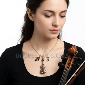 Violin Necklace Pendant Key Holder, Musical Note Charm for Violinist