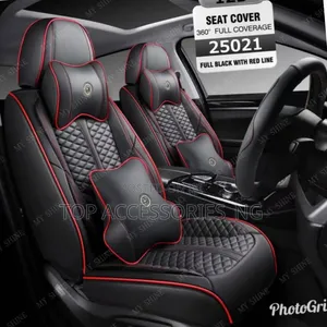 Quality Wave Black and Red Leather Car Seat Cover