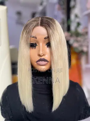 14” Blonde Human Hair Wig With a Closure