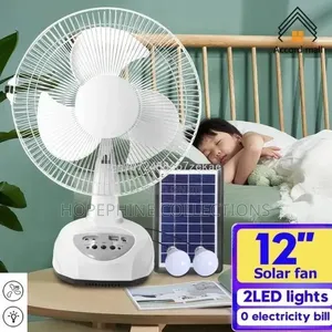 12 Inches Rechargeable Solar Standing Fan With LED Light
