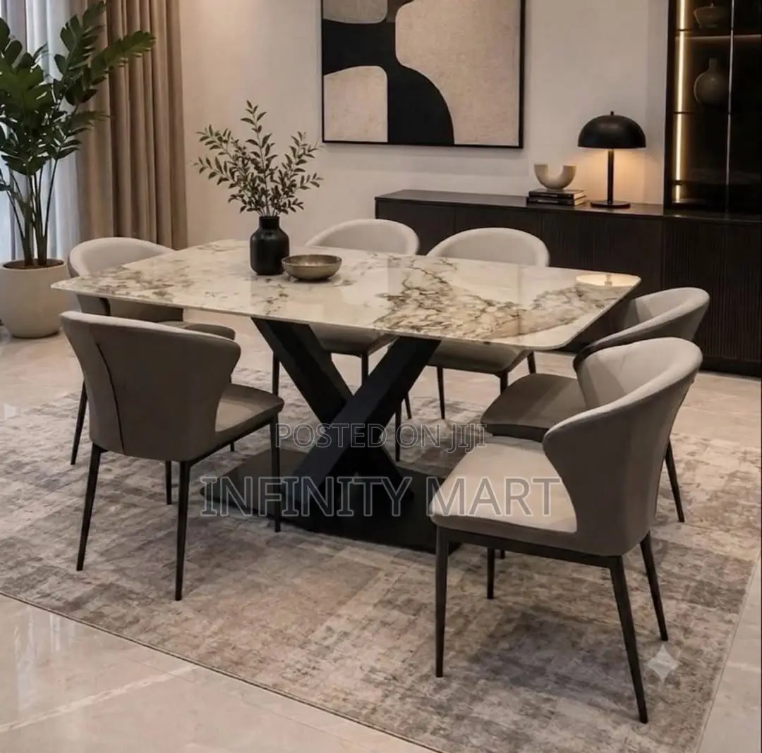 Modern Deluxe Marble 6 Seater Dining Set