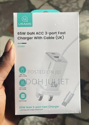 65W GaN ACC 3-Port Fast Charger With Cable (UK)