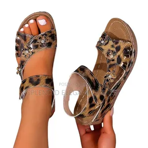 Women's Leopard Print Comfort Sandals – Adjustable Hook