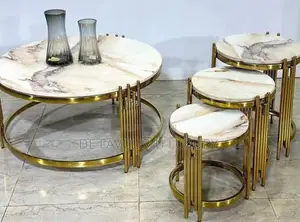 1+3 Coffee Table and Side Stools Marble Top