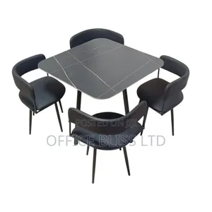 Four Seater Stone Dinning Table Chairs - BLACK
