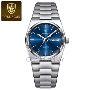 Men's Wristwatch Stainless Steel Silver Blue Face