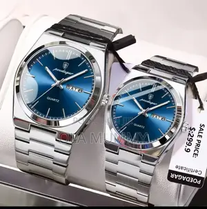 Men's Wristwatch Stainless Steel Silver Blue Face