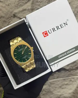 Men's Water Resistant Wristwatch - Gold and Green