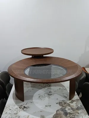 Luxury Modern Wooden Coffee Table Set (2-Piece) With Glass Top