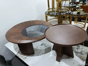 Luxury Modern Wooden Coffee Table Set (2-Piece) With Glass Top