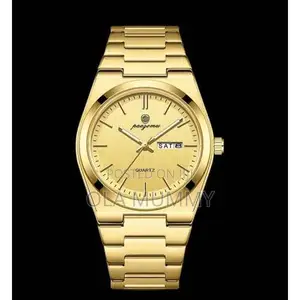 Men's Wristwatch With Calendar - Gold