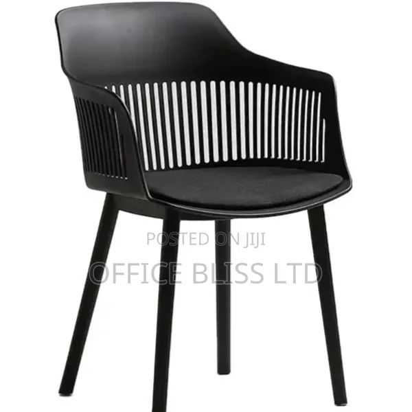 Polypropylene Plastic Dinning Chair With Fabric Top - All Black