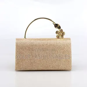 Gold Solid Handle Occasion Clutch Purse