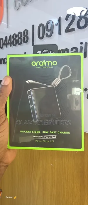 Oraimo Pocket Size 30W Fast Charging 20000mAh Power Nova L21