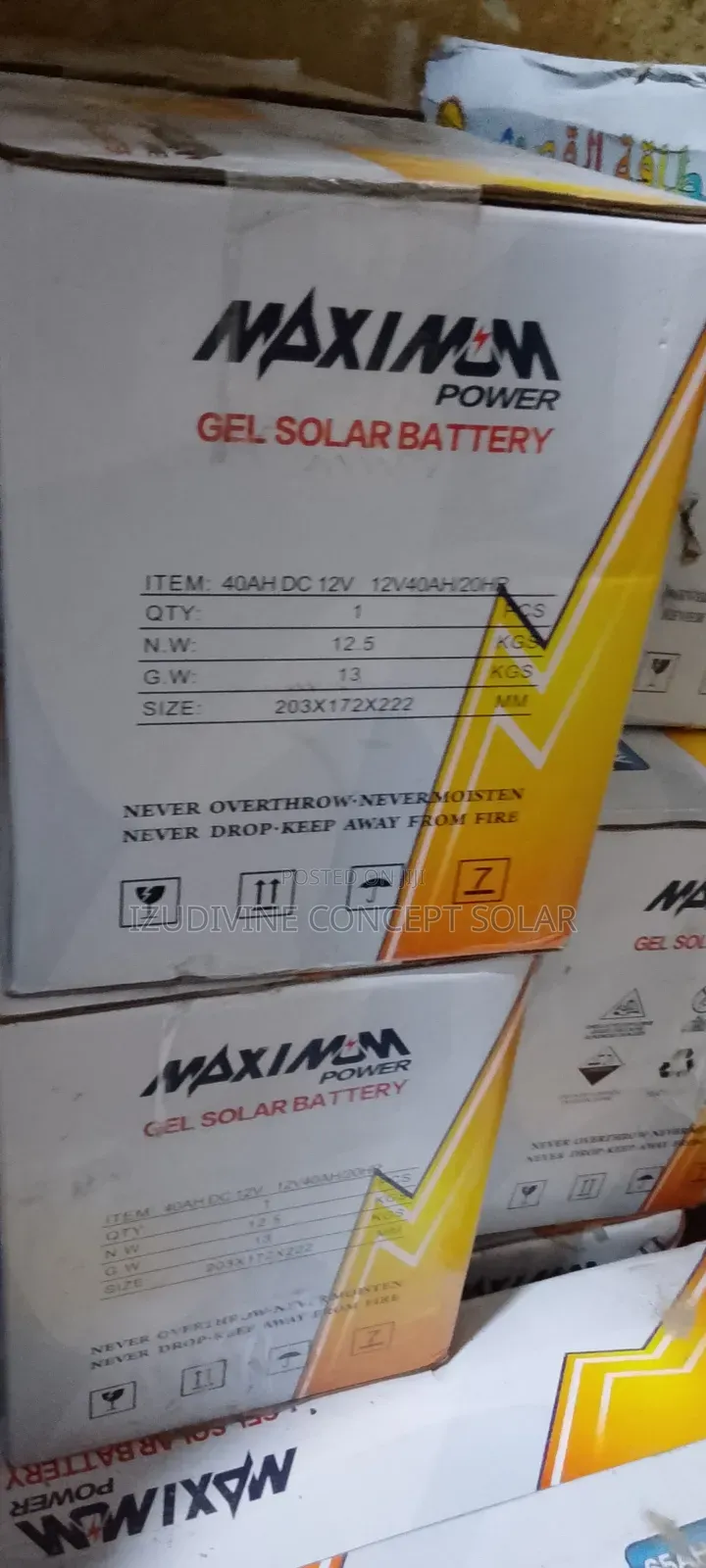 40ah 12v Maximum Power Gel Battery