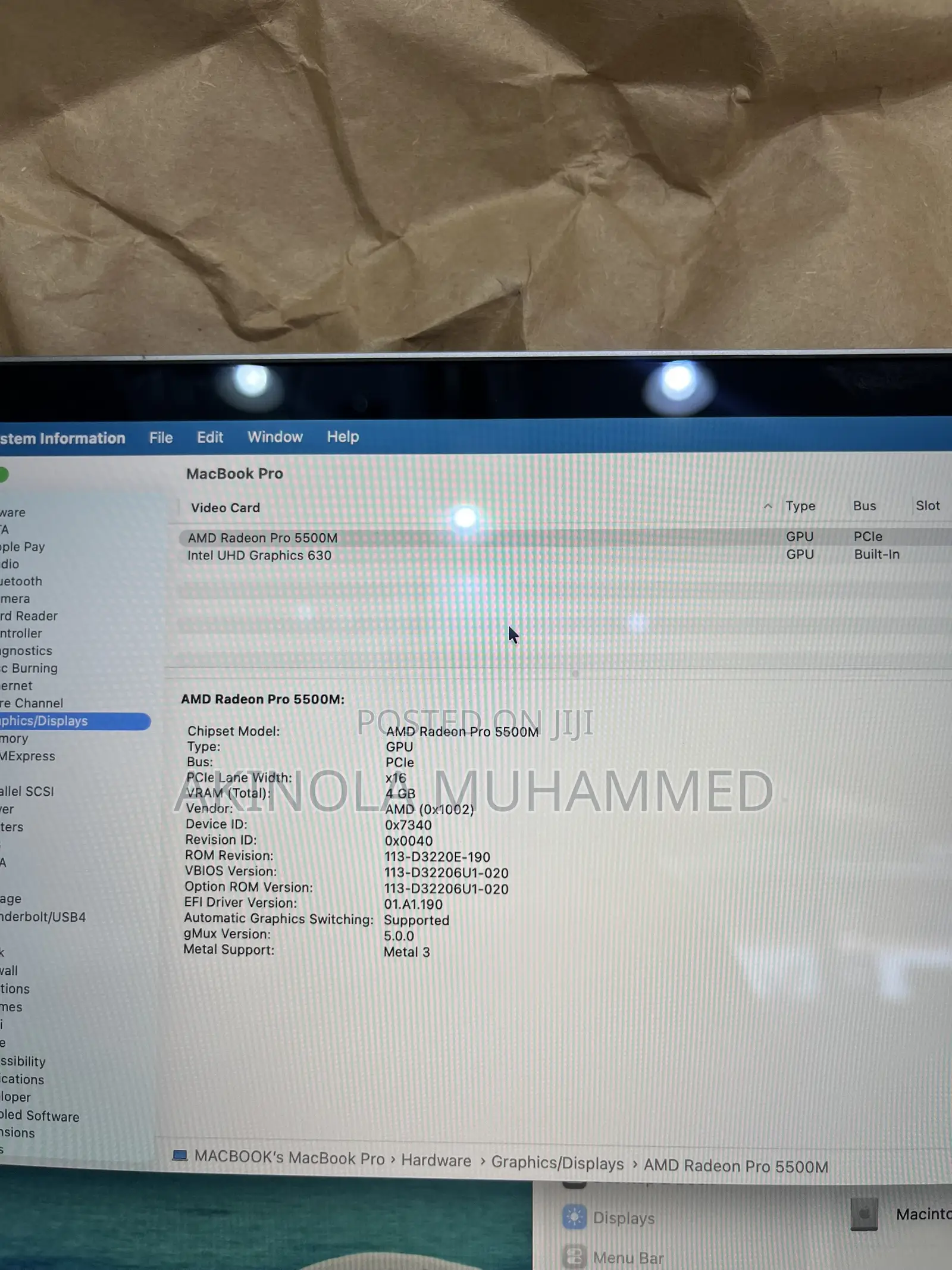 Laptop Apple MacBook Pro 2019 16GB Intel Core i9 SSD 1T