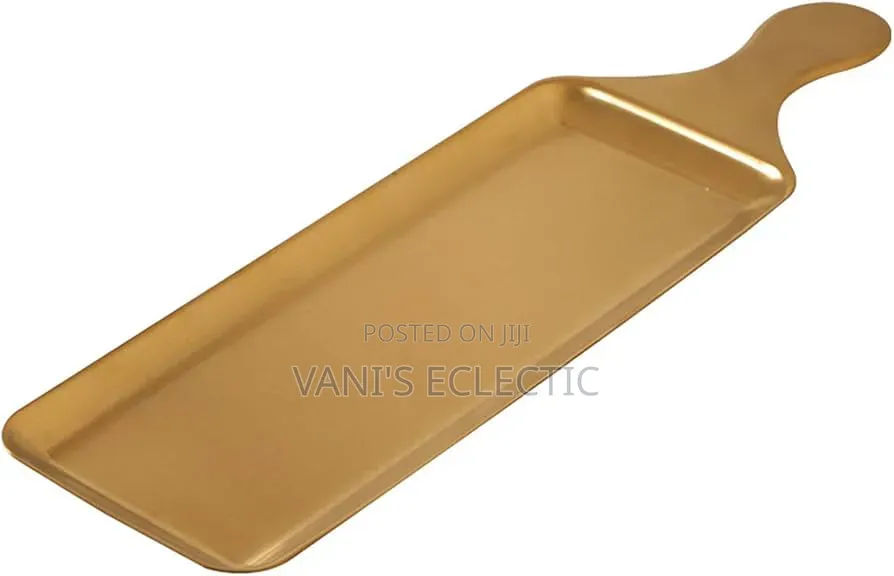 Gold Rectangular Stainless Steel Handheld Platter/Tray
