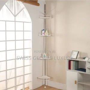 High Grade 4 Tiers Pole Bathroom Storage Organizer Corner Shower Shelf