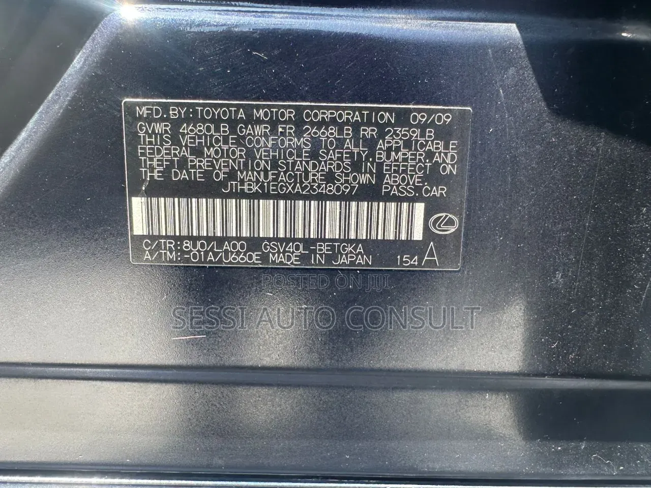 Lexus ES 350 2010 Blue