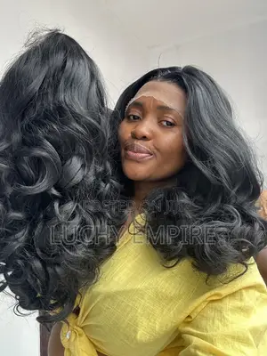 ₦65,000 Human Hair Blend HD Frontal Wig – Natural Black | 18 Inches