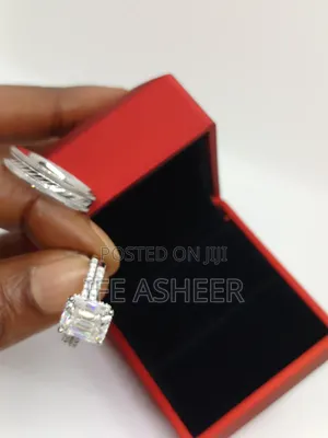 Classic Couples Mossanite Diamond Set of Silver Wedding Ring