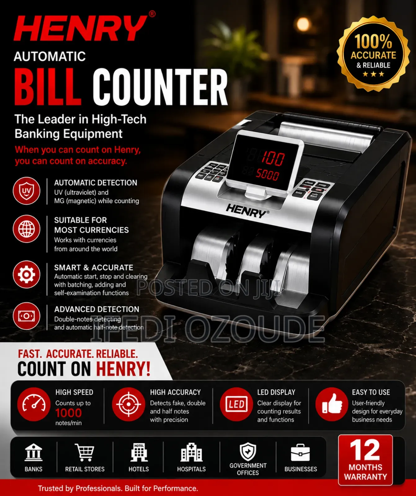 Henry Fully Automatic Bill Counting Machine
