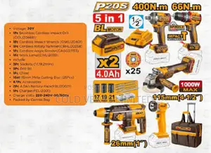 Ingco 5-Piece Cordless Industrial Combo Kit - Coldvents