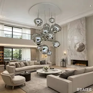 Modern Chrome Glass Bubble Pendant Chandelier Light