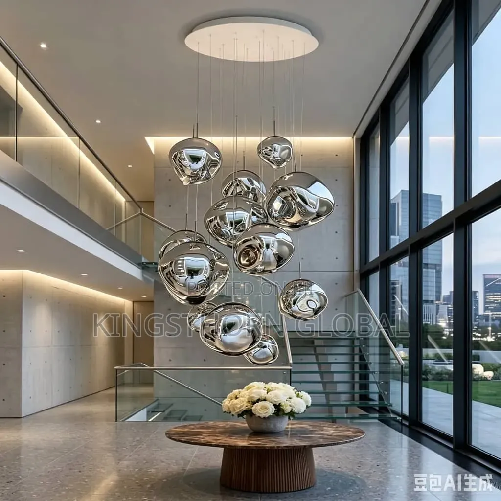 Modern Chrome Glass Bubble Pendant Chandelier Light
