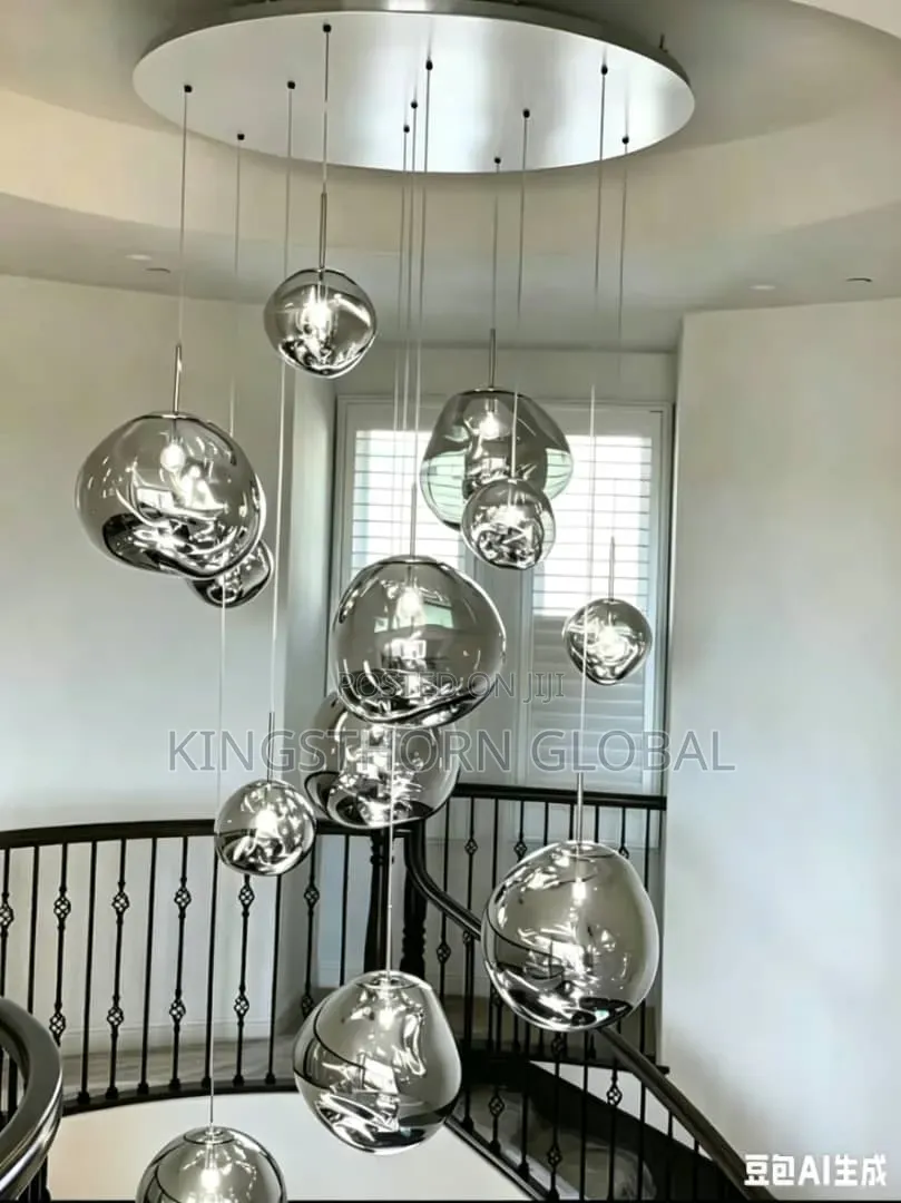 Modern Chrome Glass Bubble Pendant Chandelier Light