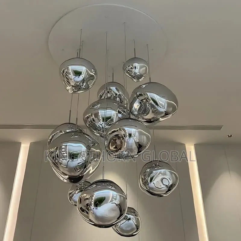Modern Chrome Glass Bubble Pendant Chandelier Light