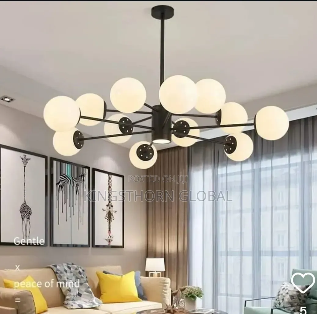 Modern Black Multi-Light Glass Globe Chandelier